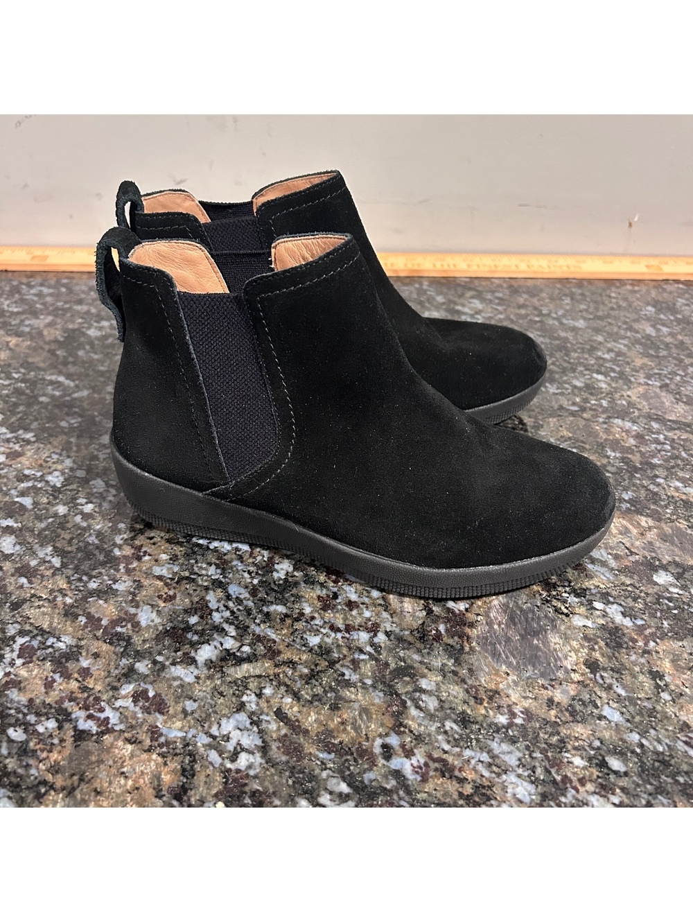 Fitflop Black Suede Ankle Booties Slip On Womens 6 Comfort Shoes